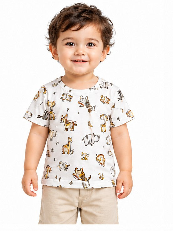 PRIMARK KIDS ANIMAL PRINT T-SHIRT  | WHITE