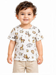 PRIMARK KIDS ANIMAL PRINT T-SHIRT  | WHITE