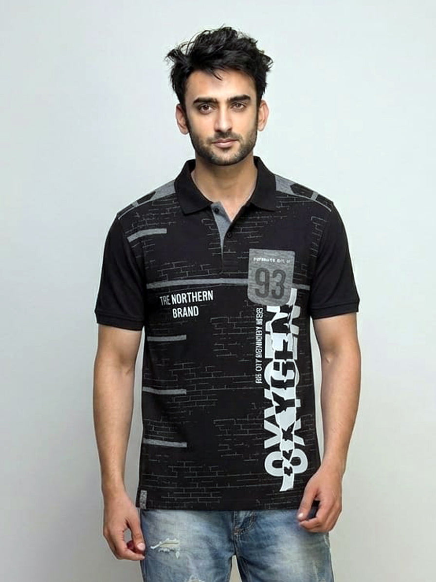 OXYGEN ACTIVE WEAR PREMIUM PRINTED T-SHIRT | BLACK