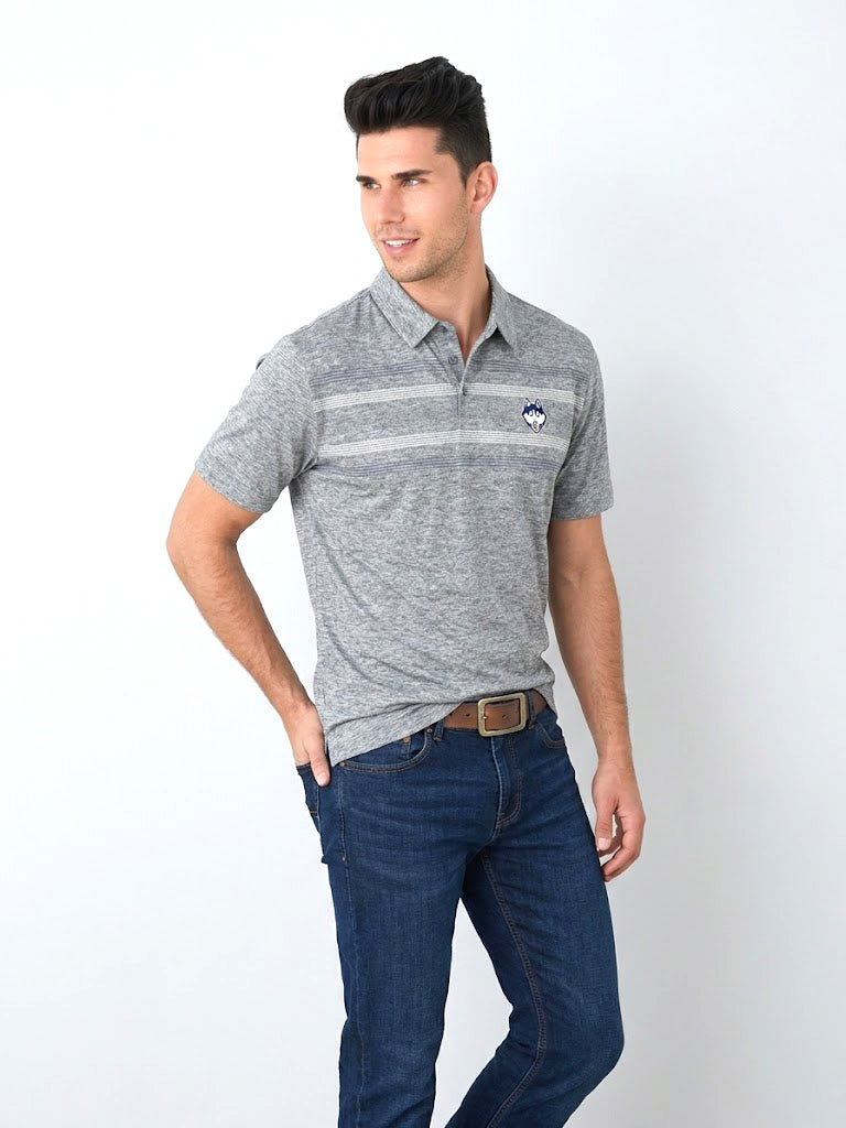 CAPTIVATING STRIPED POLO WITH DOG LOGO | GREY