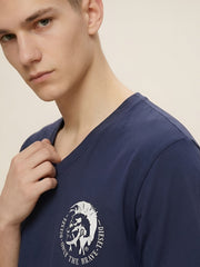 DIESEL V-NECK FLEXIBLE T-SHIRT | DARK BLUE