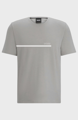 HUGO BOSS COTTON JERSEY REGULAR-FIT T-SHIRT WITH STRIPES AND LOGO | LIGHT GREY
