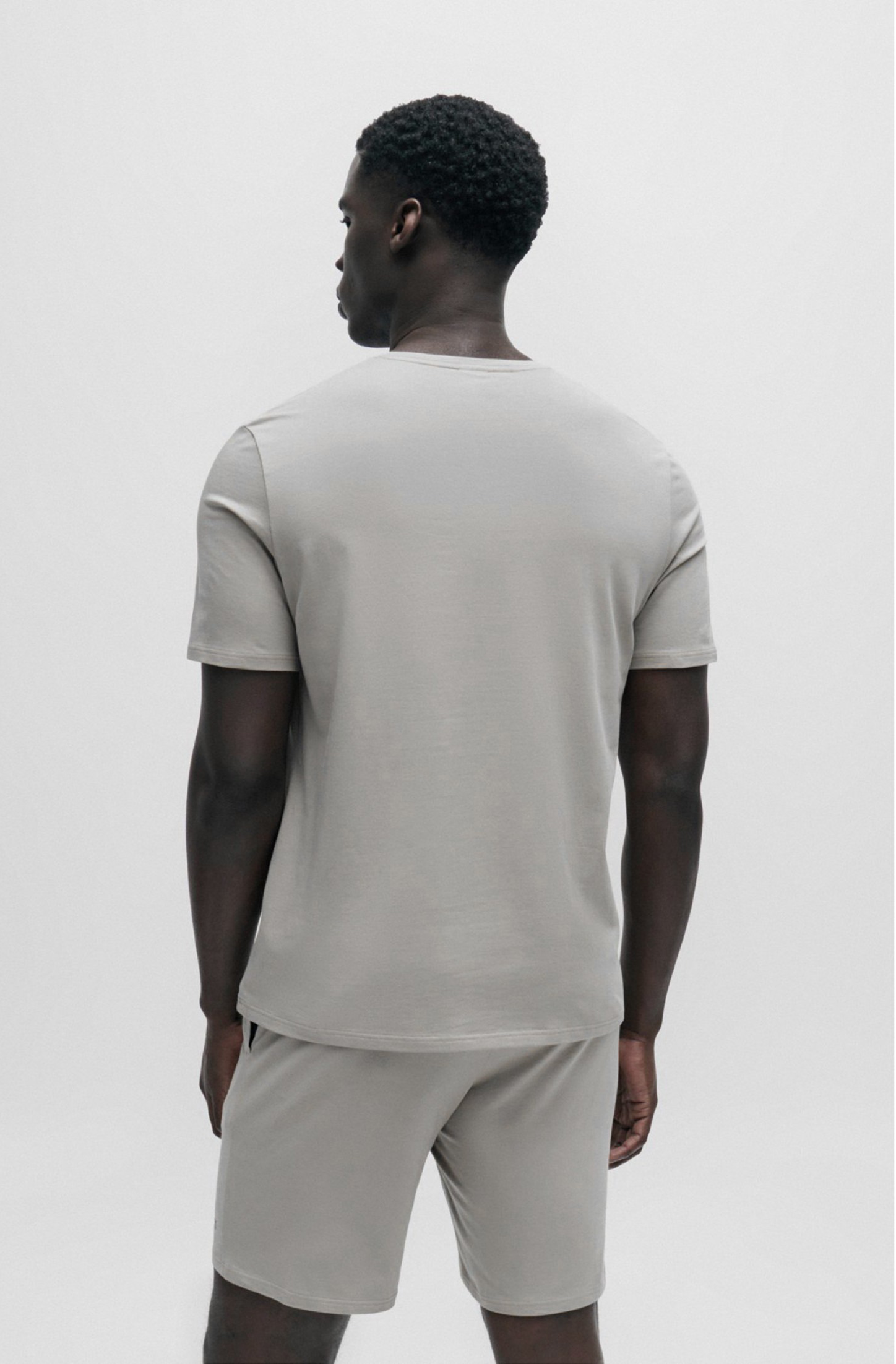 HUGO BOSS COTTON JERSEY REGULAR-FIT T-SHIRT WITH STRIPES AND LOGO | LIGHT GREY
