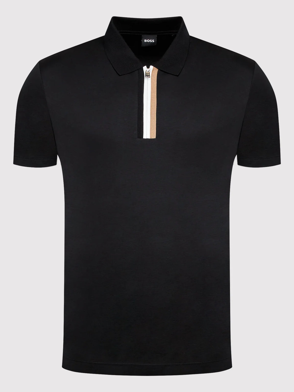 HUGO BOSS MERCERISED-COTTON POLO SHIRT | BLACK