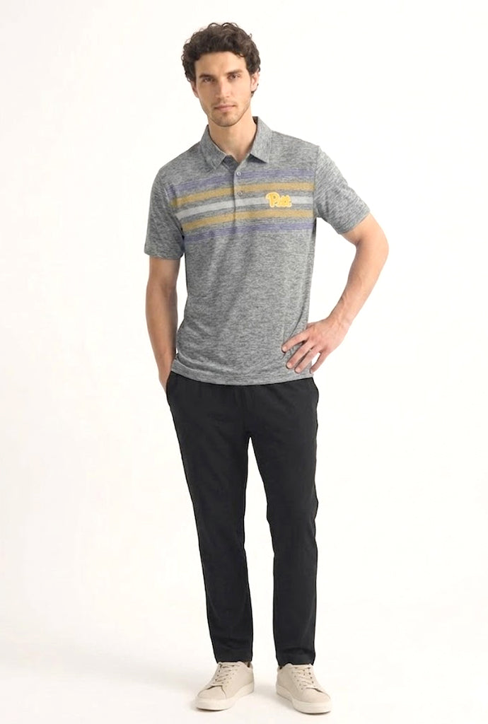 CAPTIVATING STRIPED POLO WITH PITT LOGO | GREY