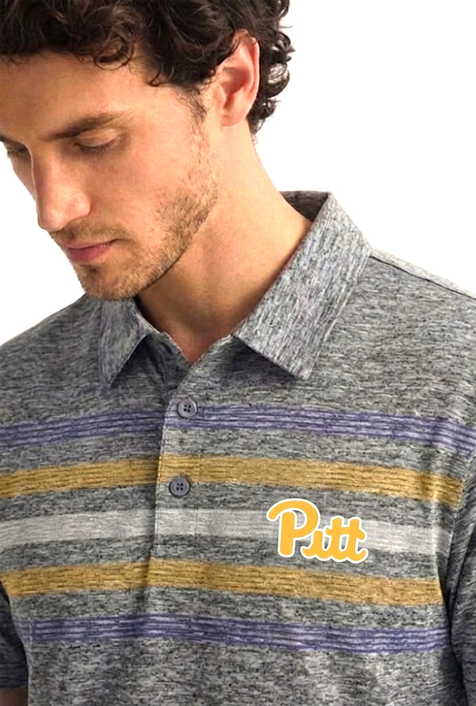 CAPTIVATING STRIPED POLO WITH PITT LOGO | GREY
