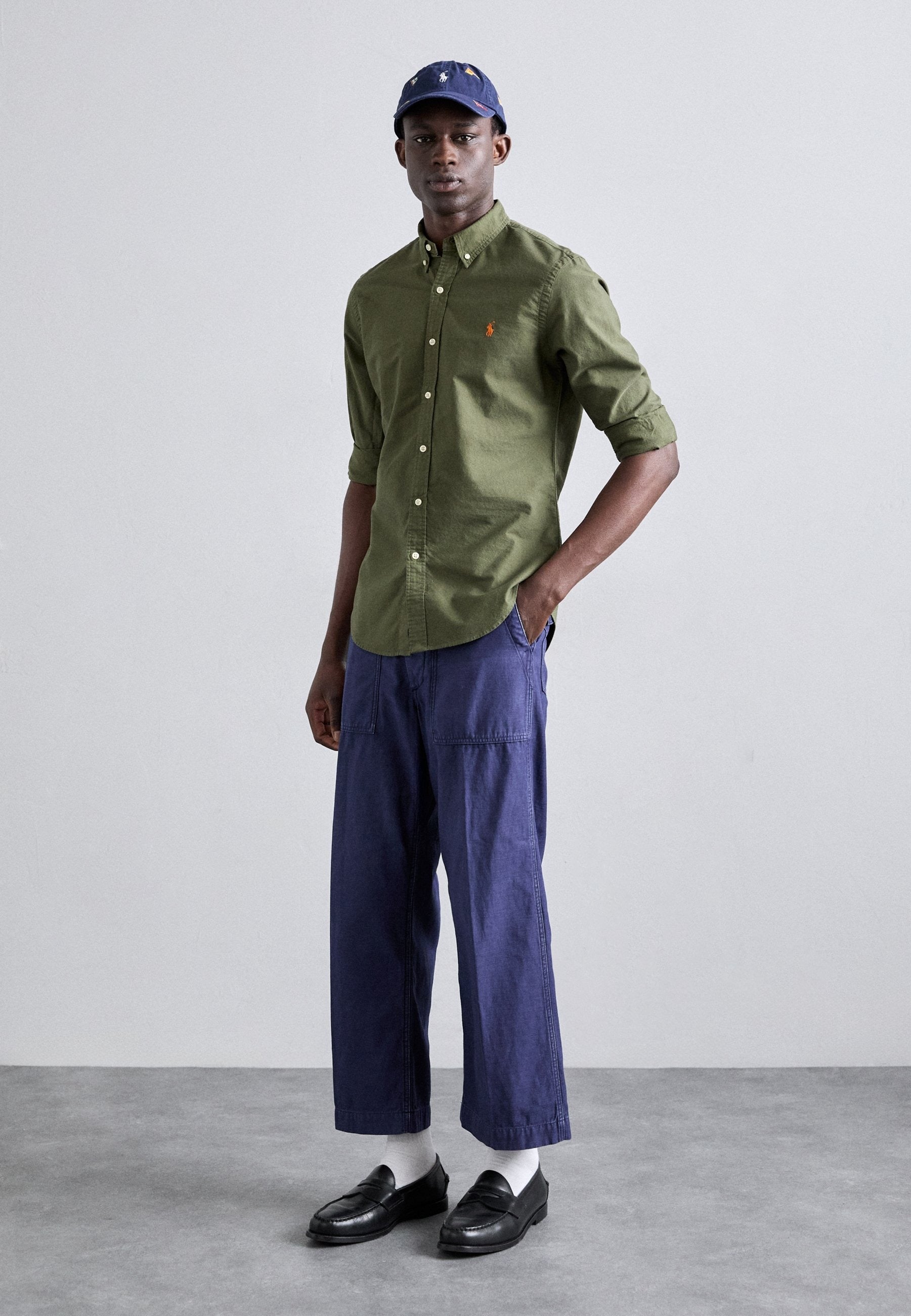POLO RALPH LAUREN SLIM FIT OXFORD SHIRT | OLIVE GREEN
