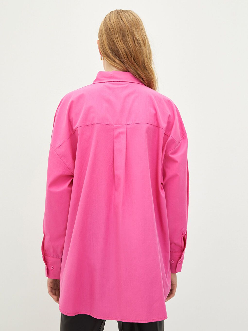 LCW CASUAL BUTTONED PRINTED LONG SLEEVE POPLIN WOMEN'S SHIRT | PINK