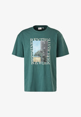 S.OLIVER  PREMIUM FRONT PRINT T-SHIRT | HUNTER GREEN