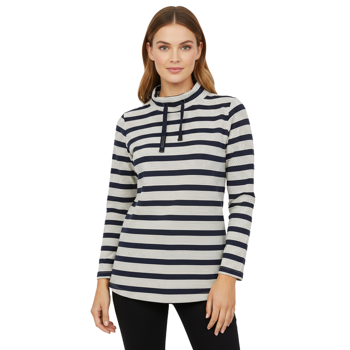 LAURA TORELLI STRIPTED PRINTED WOMEN'S TOP | BLUE/WHITE