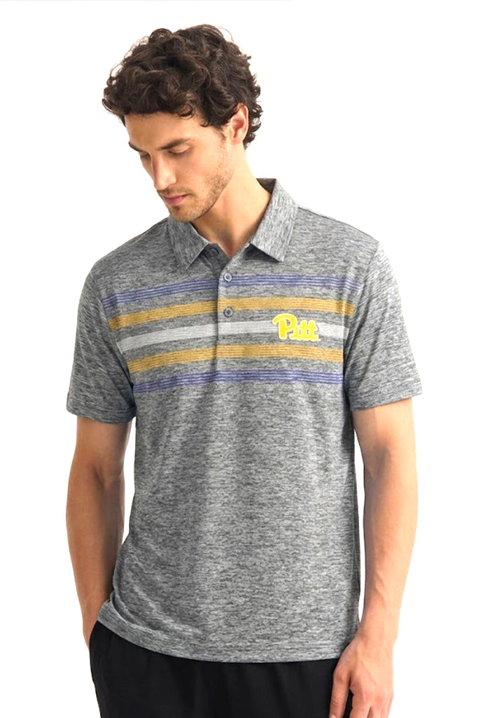 CAPTIVATING STRIPED POLO WITH PITT LOGO | GREY