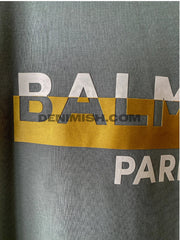 Balmain Paris grey men's t shirt with a classic round neck.
