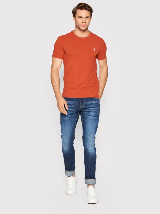 GUESS MEN'S ROT SUPER SLIM FIT T-SHIRT | CORAL ORANGE