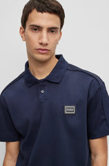 HUGO BOSS INTERLOCK-COTTON POLO SHIRT WITH FRAMED LOGO | NAVY