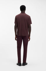 HUGO BOSS LUXURY CUXURY COTTON POLO SHIRT WITH CONTRAST TRIMS | DARK MAROON