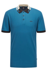 HUGO BOSS MERCERISED SHORT SLEEVE COTTON PIQUE POLO SHIRT | BLUE