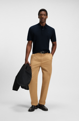 HUGO BOSS COTTON PIQUE POLO SHIRT WITH DOUBLE B MONOGRAM | DARK BLUE