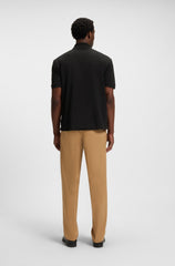 HUGO BOSS COTTON PIQUE POLO SHIRT WITH DOUBLE B MONOGRAM | BLACK