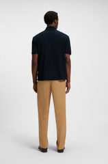 HUGO BOSS COTTON PIQUE POLO SHIRT WITH DOUBLE B MONOGRAM | DARK BLUE