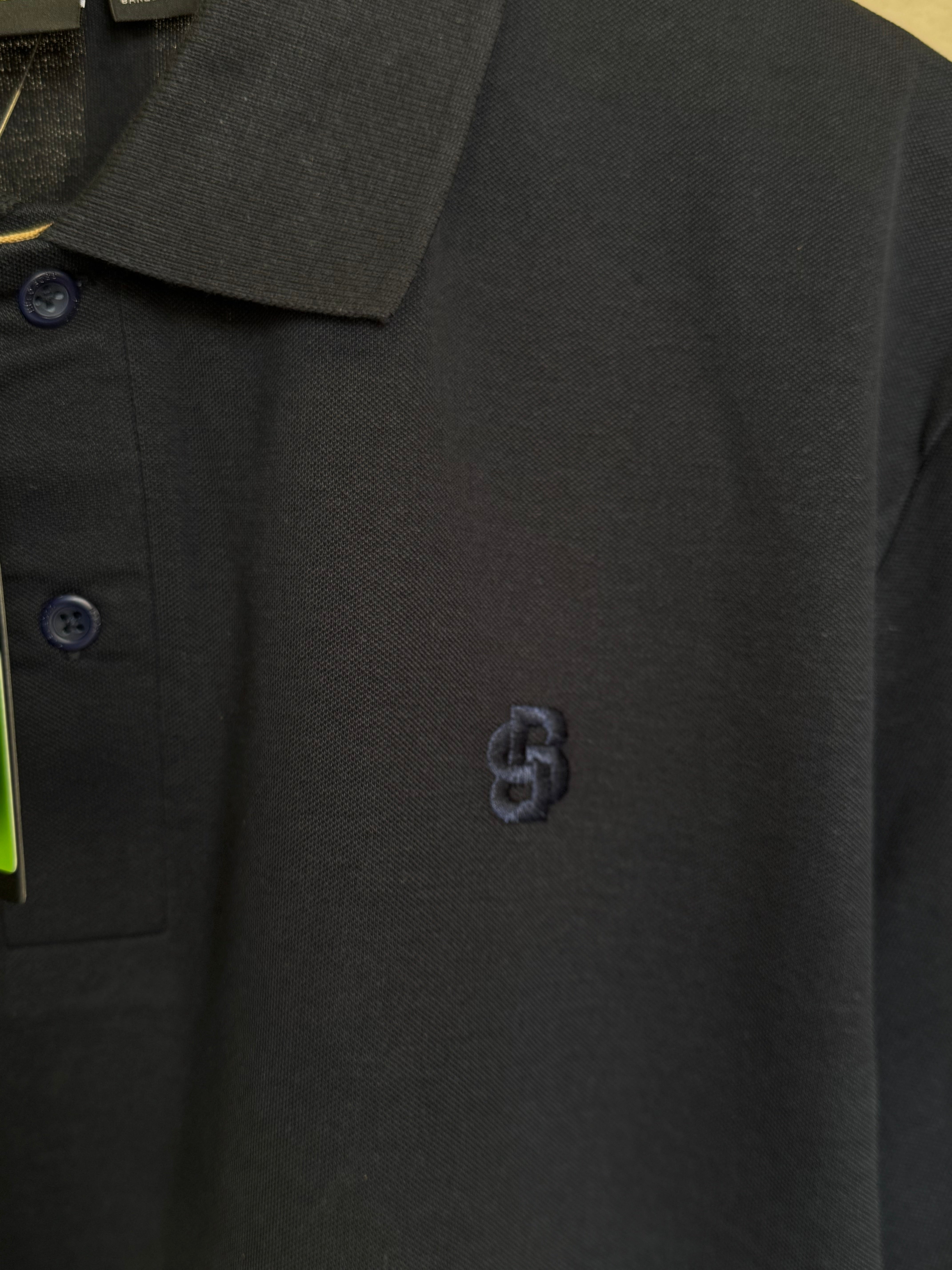 HUGO BOSS COTTON PIQUE POLO SHIRT WITH DOUBLE B MONOGRAM | DARK BLUE