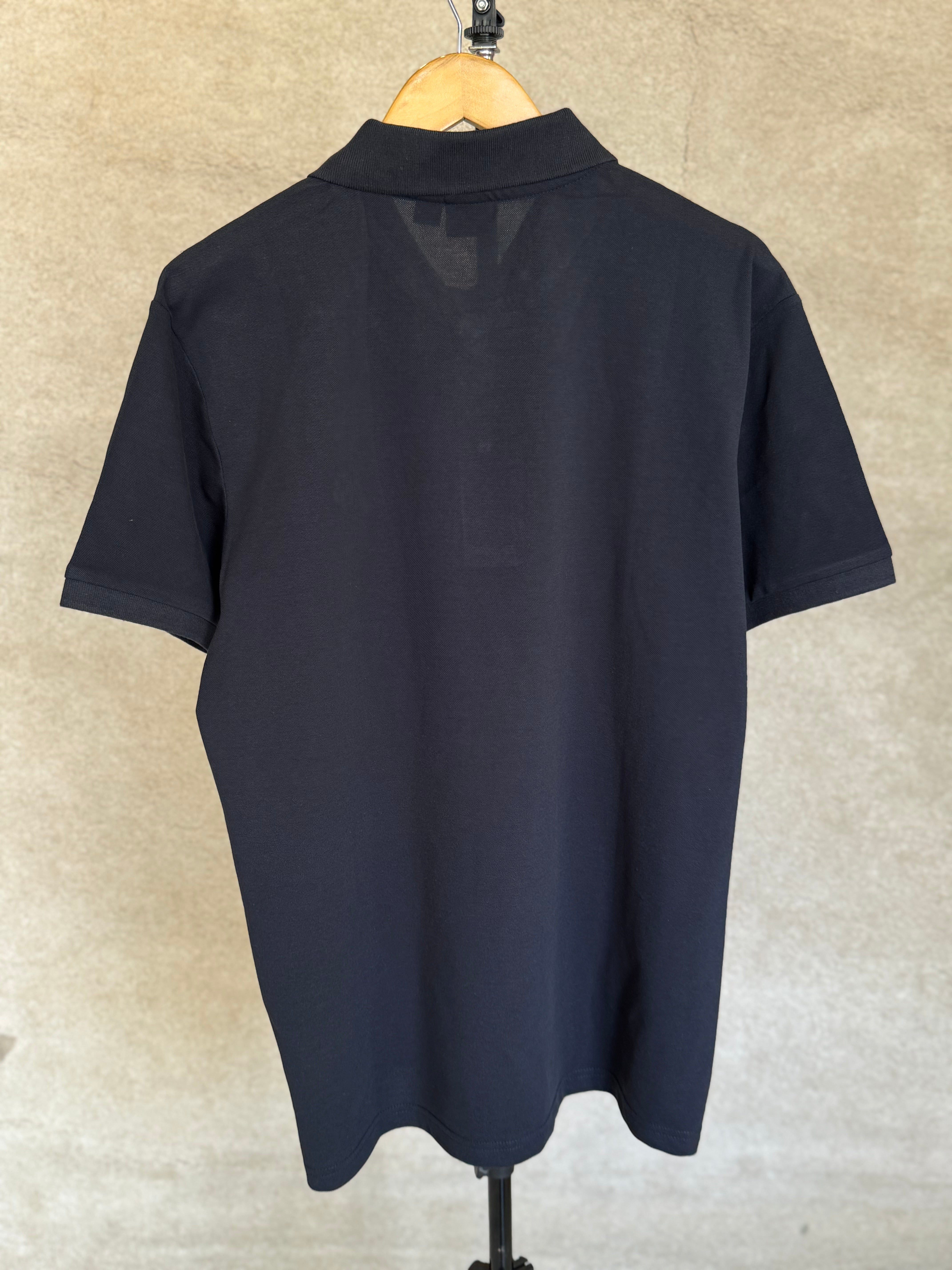 HUGO BOSS COTTON PIQUE POLO SHIRT WITH DOUBLE B MONOGRAM | DARK BLUE
