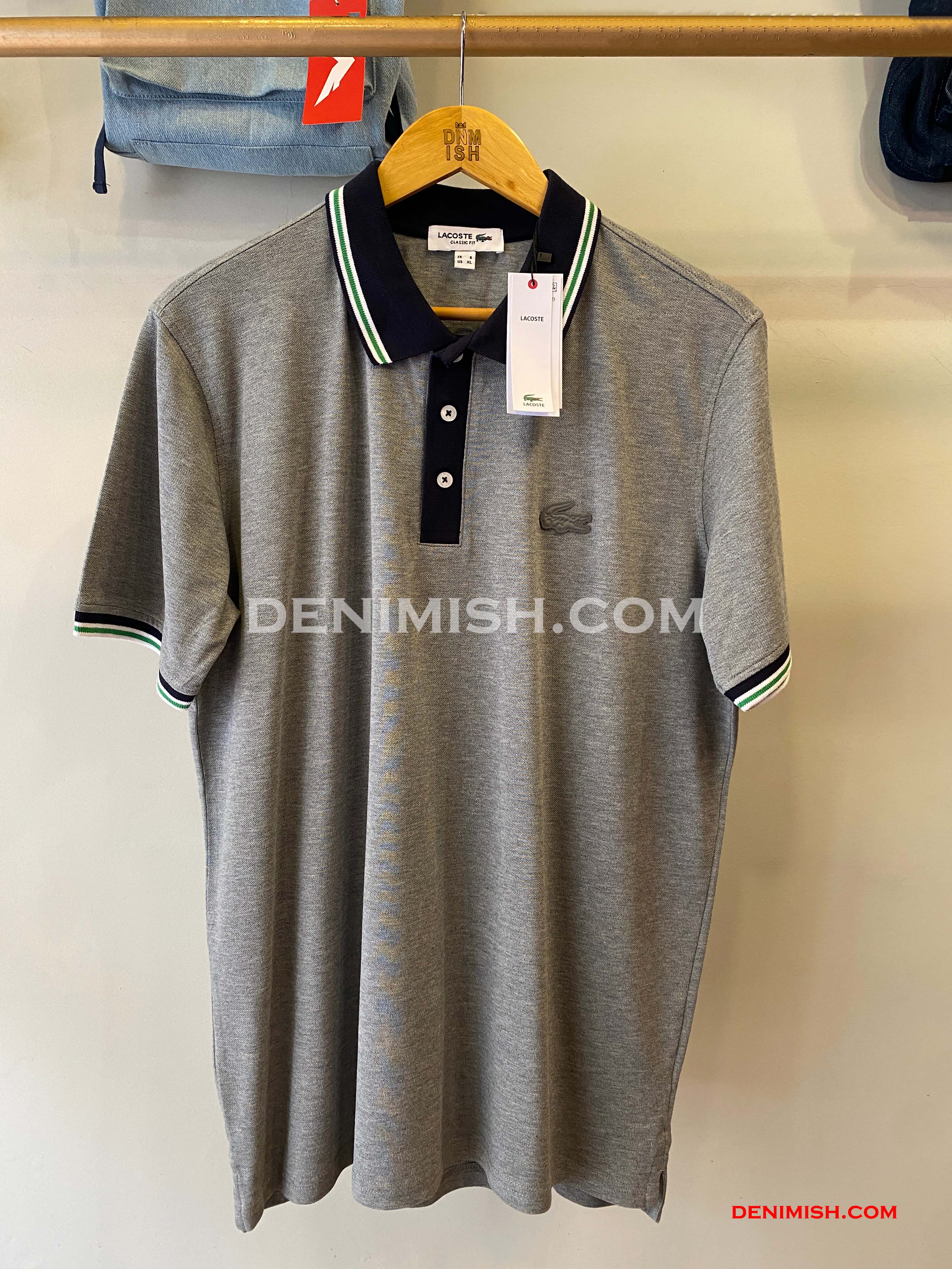LACOSTE MEN SLIM FIT CLASSIC STRIPED POLO SHIRT | GREY