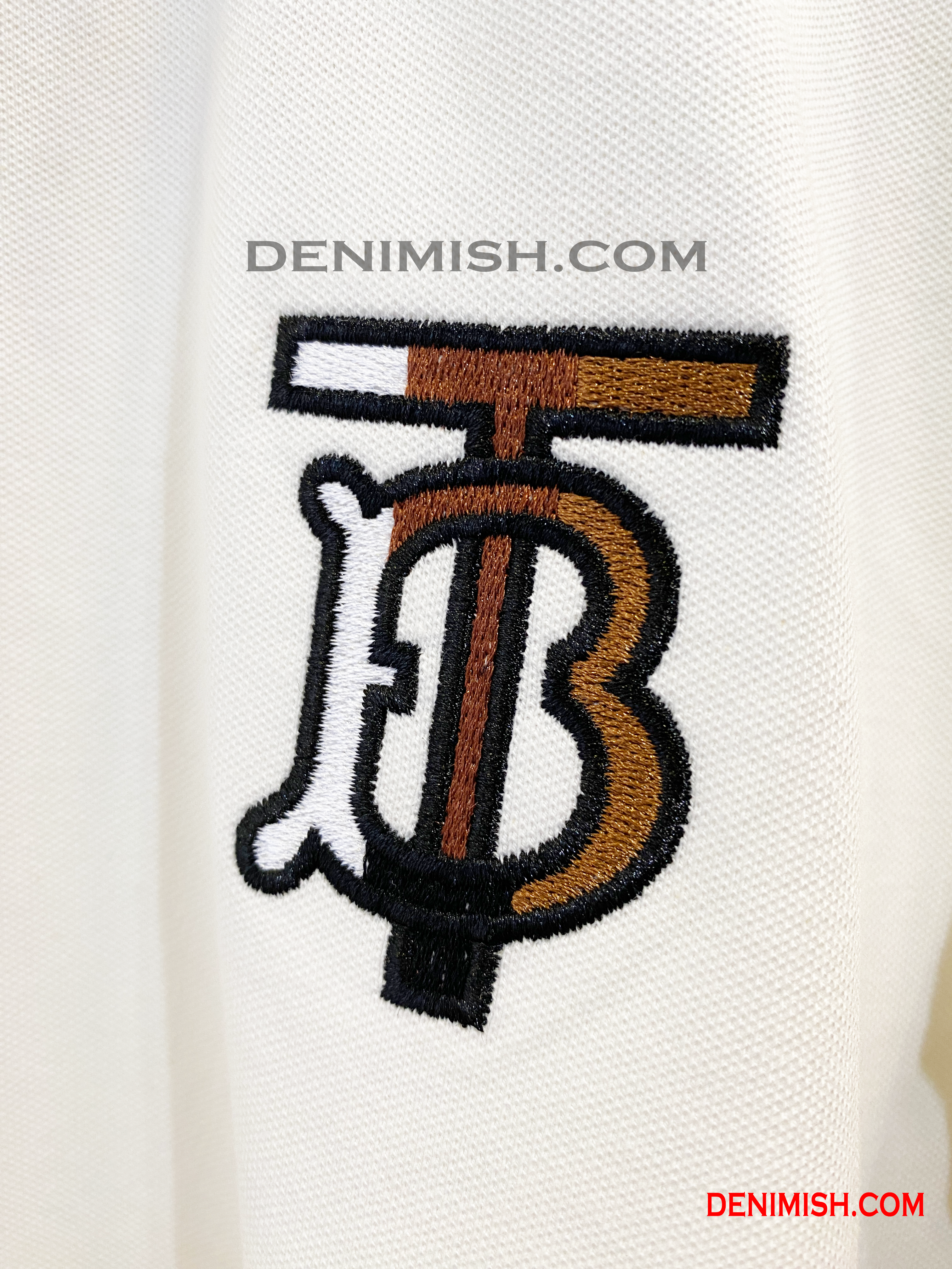 BURBERRY EKD-EMBROIDERED COTTON-BLEND POLO SHIRT | WHITE