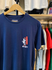 JACK & JONES OFF DUTY EMBROIDERED LOGO T-SHIRT | BLUE