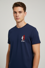 JACK & JONES OFF DUTY EMBROIDERED LOGO T-SHIRT | BLUE