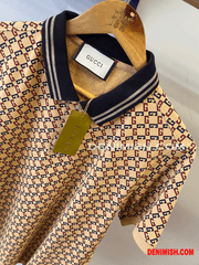 GUCCI PREMIUM LIGHT BROWN CLASSIC FIT POLO SHIRT