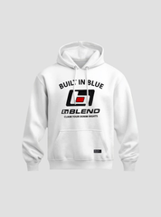 BLEND “BUILT IN BLUE ” WHITE HOODIE-BOLD STREETWEAR STATEMENT
