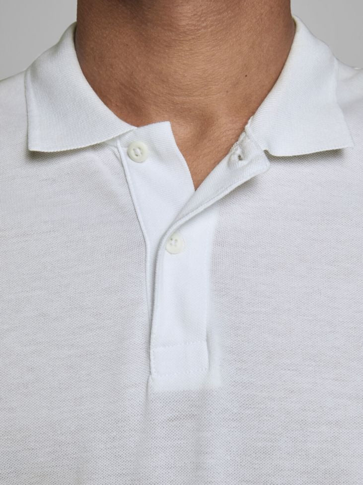 MEN'S POLO SHIRT JACK & JONES SLIM FIT SHORT SLEEVE EMBROIDERY LOGO | WHITE