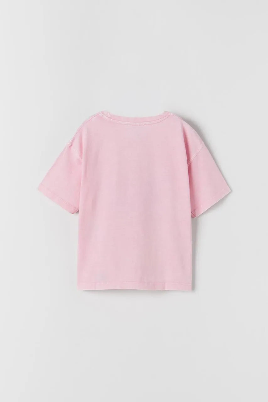 Zara Keith Haring Acid Wash T-Shirt in Pink – Trendy, soft cotton tee for boys & girls. Stylish and comfortable for everyday wear. Shop kids' t-shirts now!