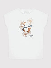 White Guess Kids T-Shirt – Soft cotton short-sleeve tee for boys & girls. Trendy, comfortable, and perfect for everyday wear. Shop premium kids' t-shirts now!
