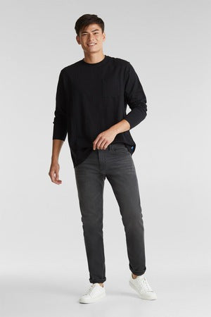 ESPRIT MEN JERSEY T-SHIRT WITH FRONT PRINT | BLACK