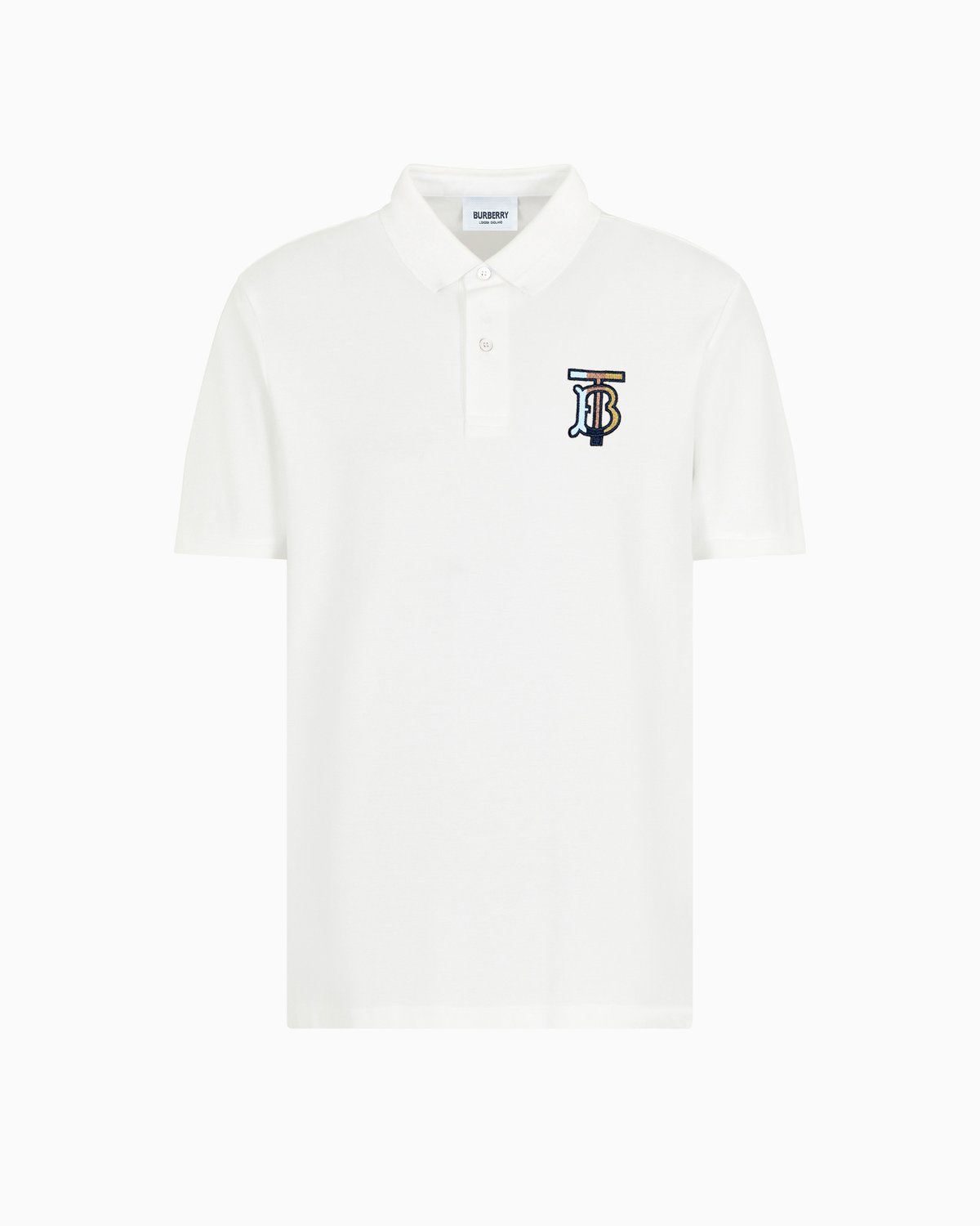 BURBERRY EKD-EMBROIDERED COTTON-BLEND POLO SHIRT | WHITE
