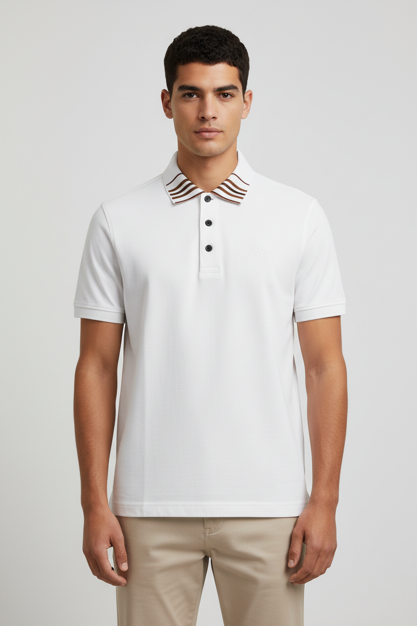 BURBERRY CLASSIC COTTON SILK POLO SHIRT | WHITE