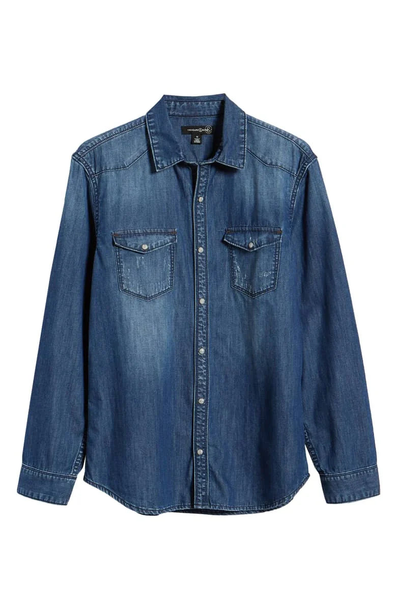 Andrew Charles men's blue denim shirt – trendy, stylish, and comfortable.