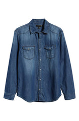 Andrew Charles men's blue denim shirt – trendy, stylish, and comfortable.