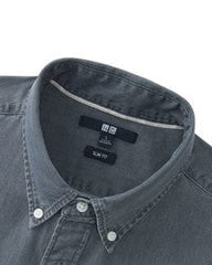 UNIQLO INDIGO DENIM PREMIUM FULL SLEEVE CASUAL SHIRT | GREY