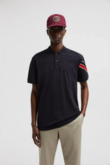 MONCLER Tricolor Polo Shirt - Navy, premium cotton men's polo shirt